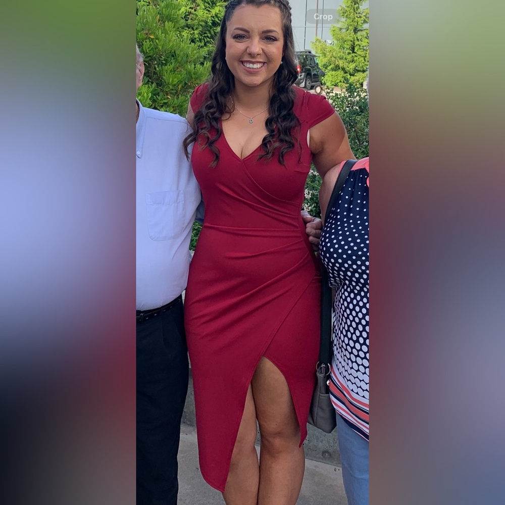 Red mid length dress
